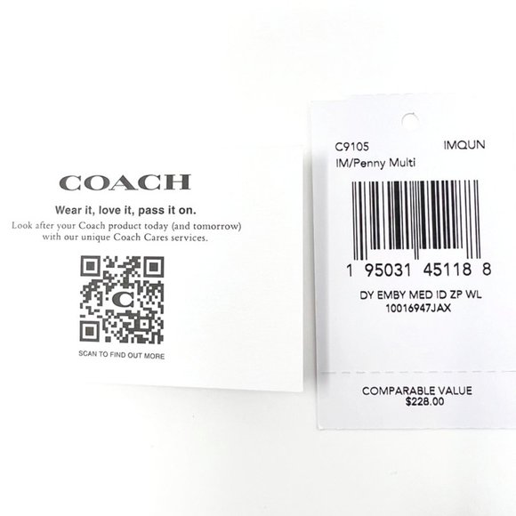 NWT Coach Medium ID Zip Wallet With Diary Embroidery Penny Multi Grained Leather - Picture 10 of 15